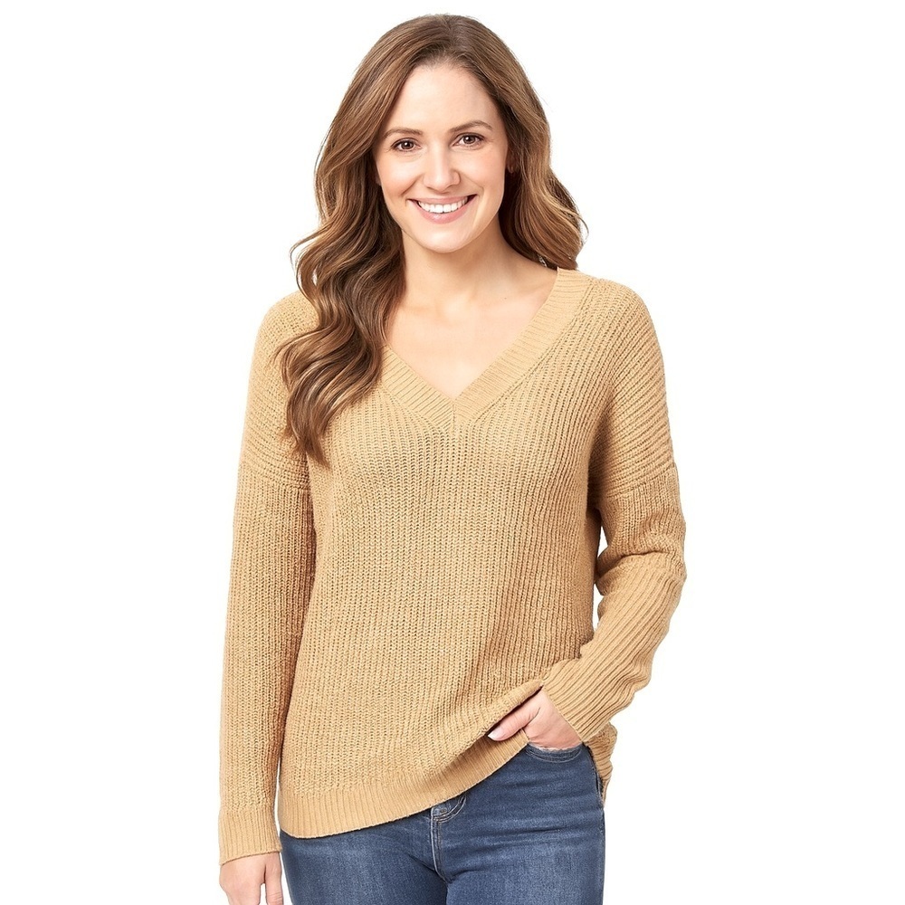 Charlotte Russe Tan Tie Back Lace Up Sweater Size S
